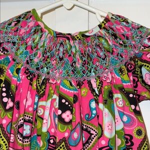 Three Sisters Colorful Paisley Smocked Bishop Dress size 4